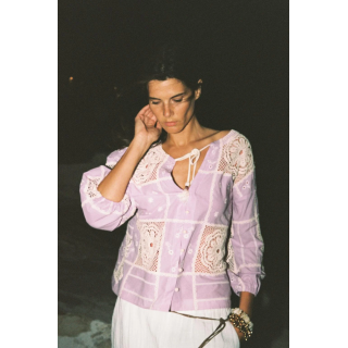 КОМБИНИРОВАННАЯ РУБАШКА С КРУЖЕВОМ КРОШЕ