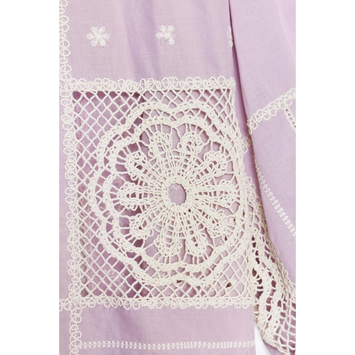 КОМБИНИРОВАННАЯ РУБАШКА С КРУЖЕВОМ КРОШЕ