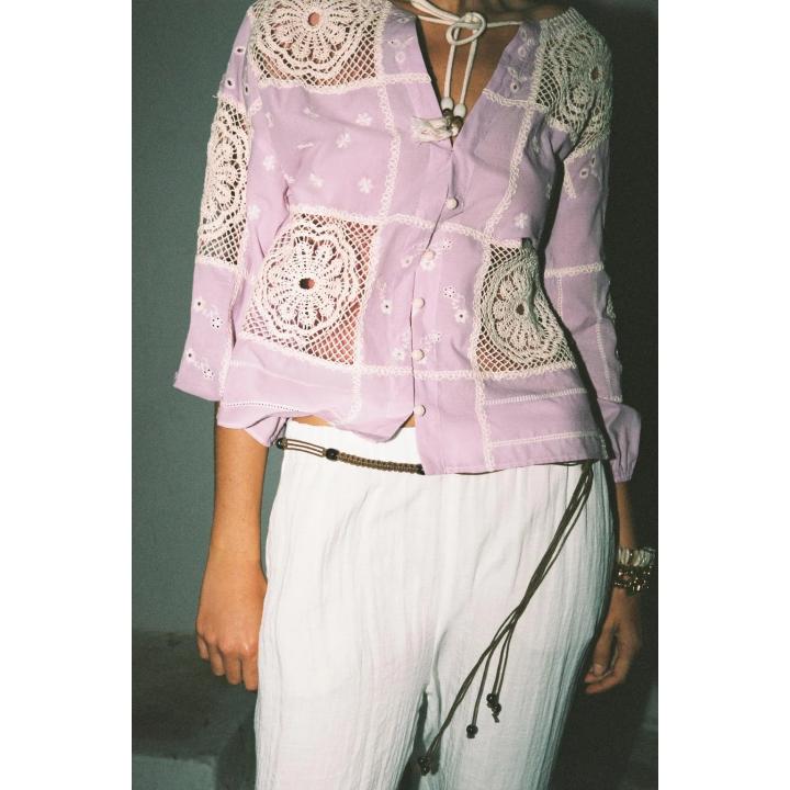 КОМБИНИРОВАННАЯ РУБАШКА С КРУЖЕВОМ КРОШЕ