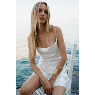 КОРОТКОЕ ПЛАТЬЕ С ПАЙЕТКАМИ И ОБОРАМИ