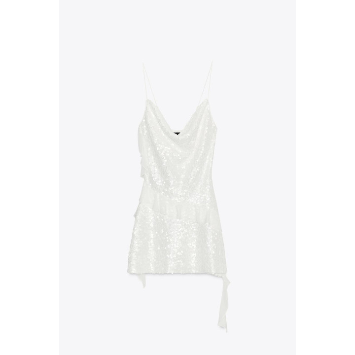 КОРОТКОЕ ПЛАТЬЕ С ПАЙЕТКАМИ И ОБОРАМИ