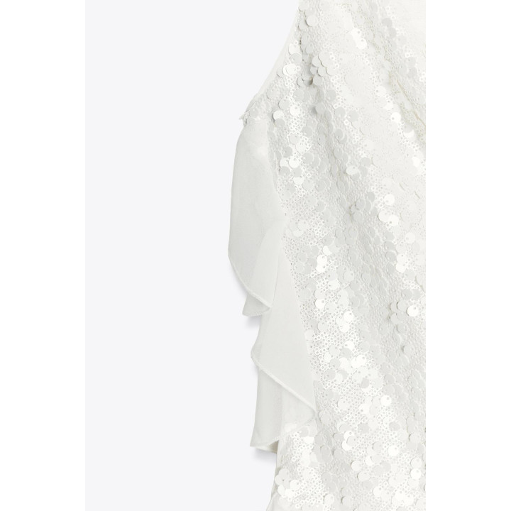 КОРОТКОЕ ПЛАТЬЕ С ПАЙЕТКАМИ И ОБОРАМИ