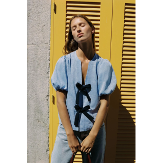 БЛУЗА ЛЬНЯНАЯ С ЗАВЯЗКАМИ