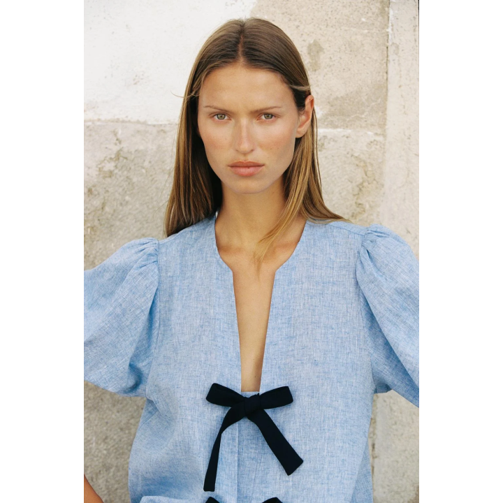 БЛУЗА ЛЬНЯНАЯ С ЗАВЯЗКАМИ