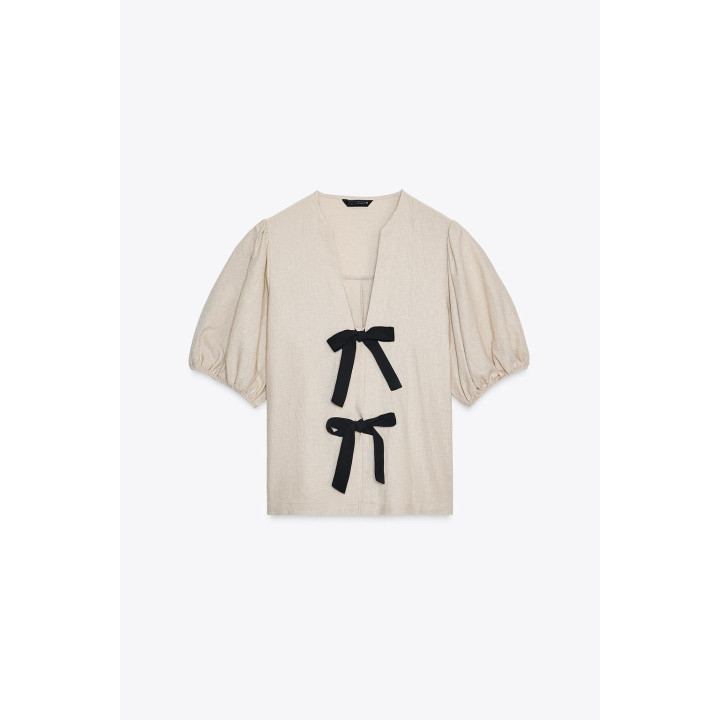 БЛУЗА ЛЬНЯНАЯ С ЗАВЯЗКАМИ