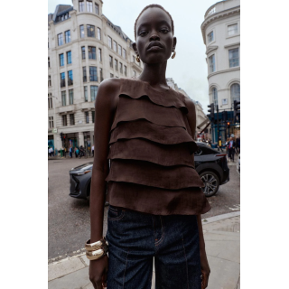 АТЛАСНЫЙ ТОП С ВОЛАНАМИ