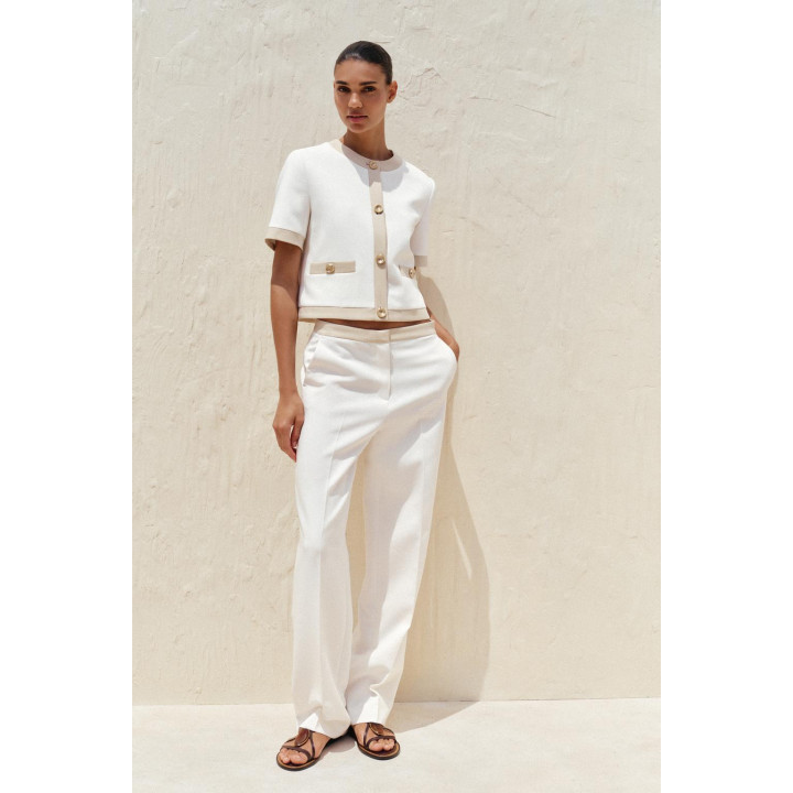 ПРЯМЫЕ БРЮКИ С КОМБИНИРОВАННЫМ ПОЯСОМ