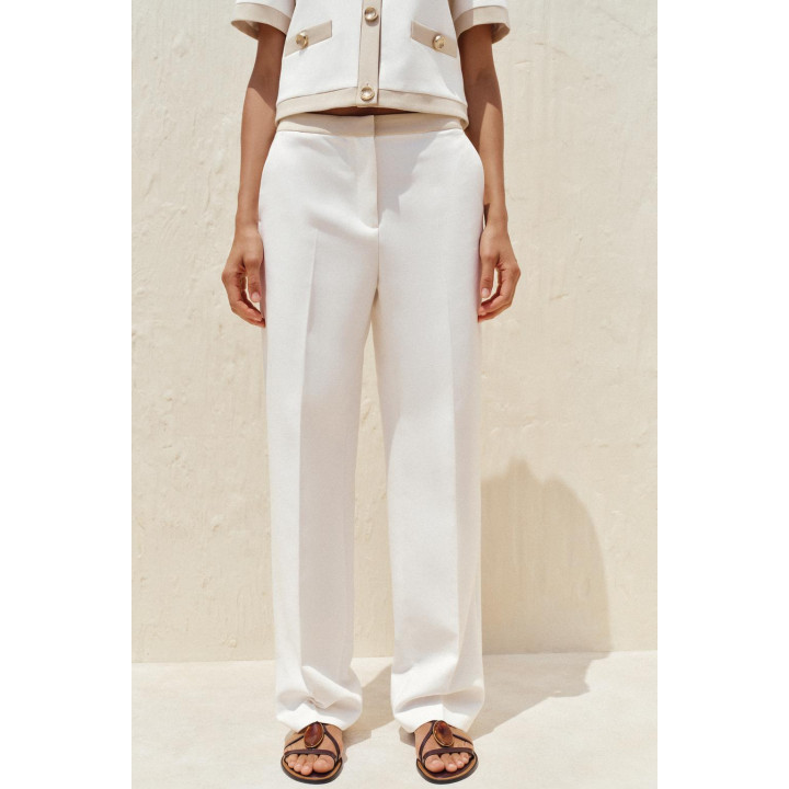 ПРЯМЫЕ БРЮКИ С КОМБИНИРОВАННЫМ ПОЯСОМ