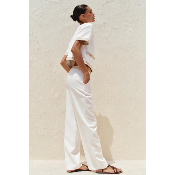 ПРЯМЫЕ БРЮКИ С КОМБИНИРОВАННЫМ ПОЯСОМ