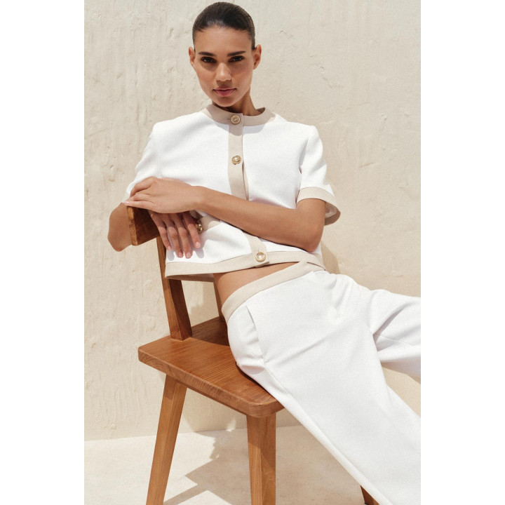 ПРЯМЫЕ БРЮКИ С КОМБИНИРОВАННЫМ ПОЯСОМ