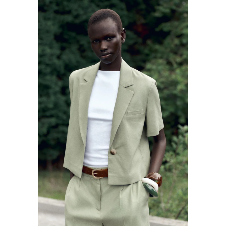 БЛЕЙЗЕР ИЗ ЛЬНА С КОРОТКИМИ РУКАВАМИ