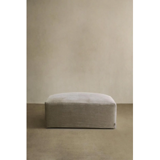 POUFFE WITH REMOVABLE WASHED LINEN COVER