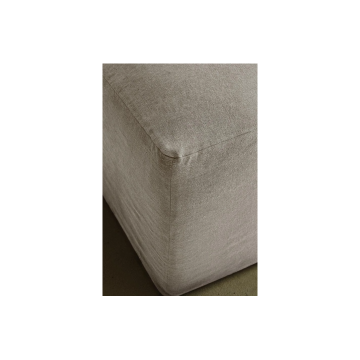 POUFFE WITH REMOVABLE WASHED LINEN COVER