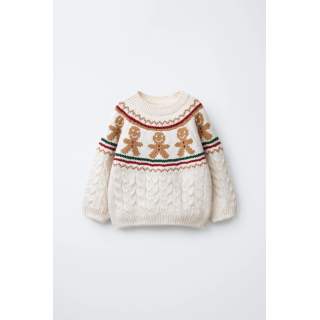 СВИТЕР С УЗОРОМ «КОСЫ» И ПЕЧЕНЬЕМ