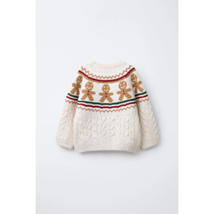 СВИТЕР С УЗОРОМ «КОСЫ» И ПЕЧЕНЬЕМ