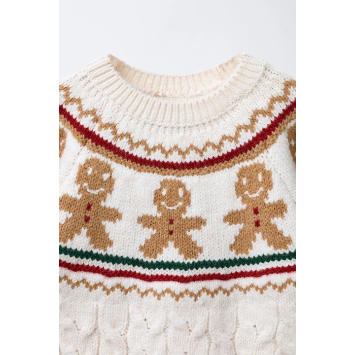 СВИТЕР С УЗОРОМ «КОСЫ» И ПЕЧЕНЬЕМ