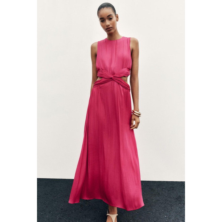 АТЛАСНОЕ ПЛАТЬЕ МИДИ С ВЫРЕЗАМИ