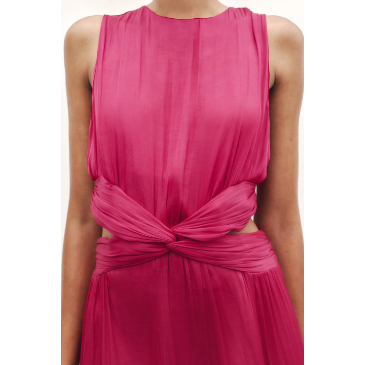 АТЛАСНОЕ ПЛАТЬЕ МИДИ С ВЫРЕЗАМИ