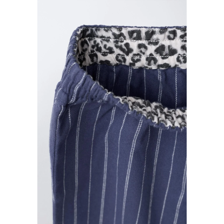 6-14 ЛЕТ/ КОМБИНИРОВАННАЯ ПИЖАМА В ПОЛОСКУ С БАНТОМ