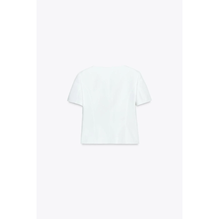 БЛЕЙЗЕР С КВАДРАТНЫМ ВЫРЕЗОМ И КОРОТКИМИ РУКАВАМИ