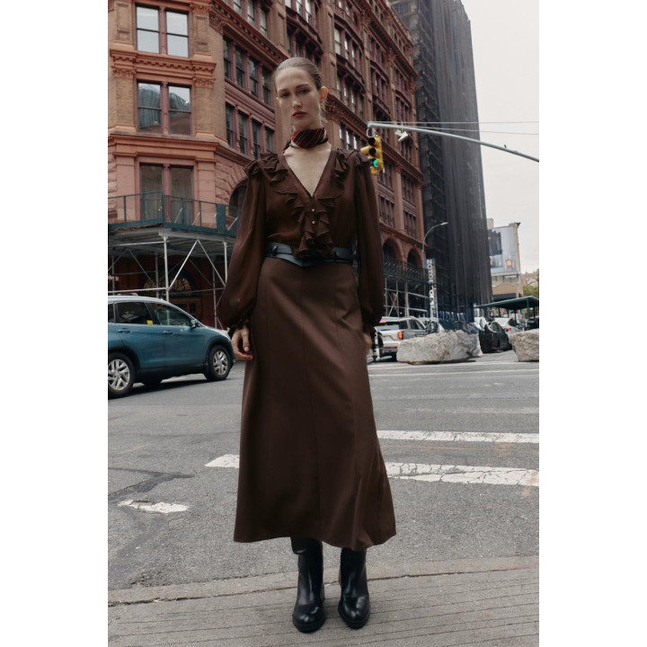 ПЛАТЬЕ МИДИ С КОМБИНИРОВАННЫМ ПОЯСОМ