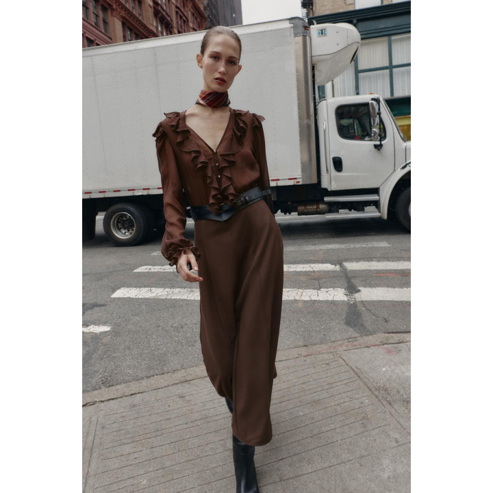 ПЛАТЬЕ МИДИ С КОМБИНИРОВАННЫМ ПОЯСОМ