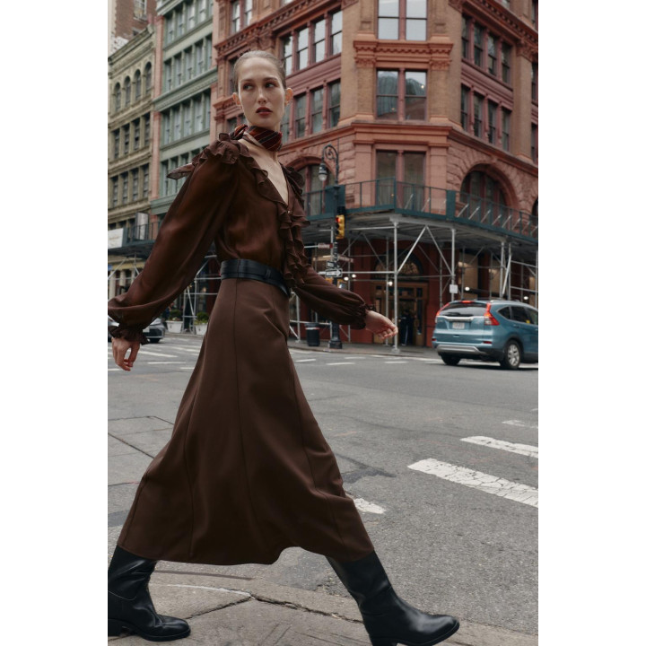 ПЛАТЬЕ МИДИ С КОМБИНИРОВАННЫМ ПОЯСОМ