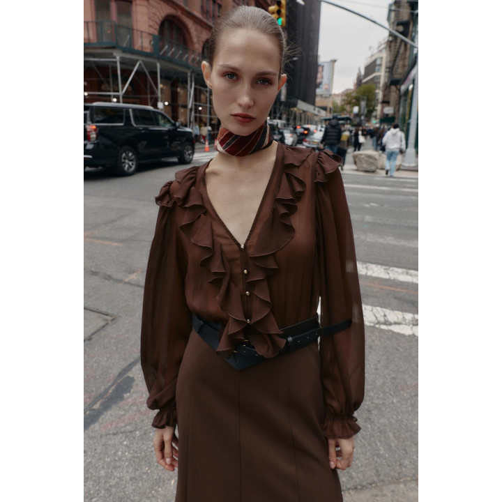 ПЛАТЬЕ МИДИ С КОМБИНИРОВАННЫМ ПОЯСОМ