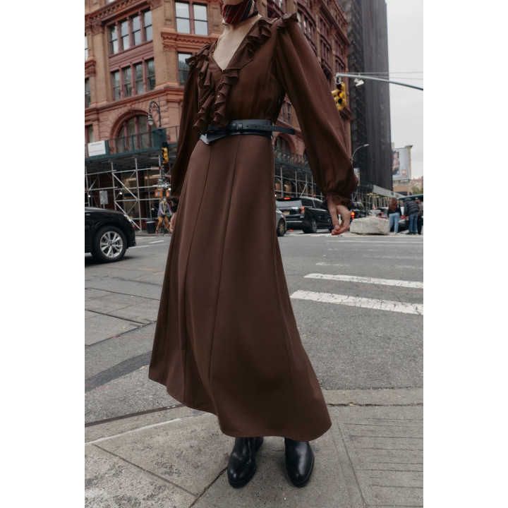 ПЛАТЬЕ МИДИ С КОМБИНИРОВАННЫМ ПОЯСОМ