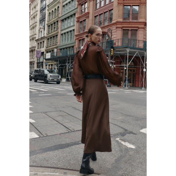 ПЛАТЬЕ МИДИ С КОМБИНИРОВАННЫМ ПОЯСОМ