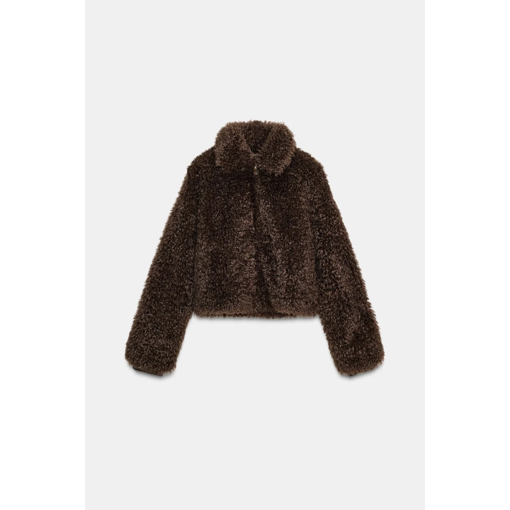 КОРОТКОЕ ПАЛЬТО ИЗ ИСКУССТВЕННОЙ ОВЧИНЫ С ДЛИННЫМ ВОРСОМ