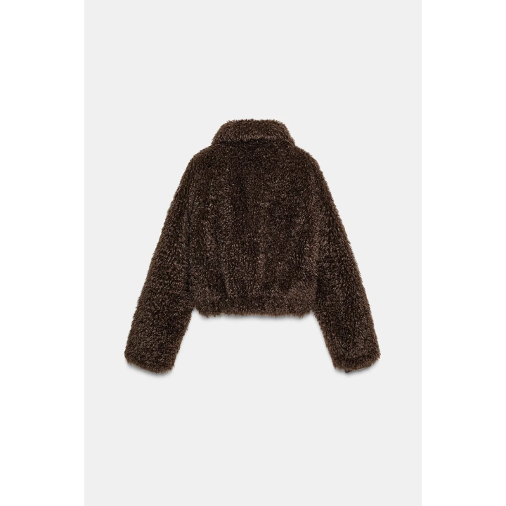 КОРОТКОЕ ПАЛЬТО ИЗ ИСКУССТВЕННОЙ ОВЧИНЫ С ДЛИННЫМ ВОРСОМ