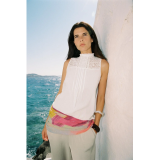 ШИРОКИЕ БРЮКИ ИЗ СТРУЯЩЕЙСЯ ТКАНИ