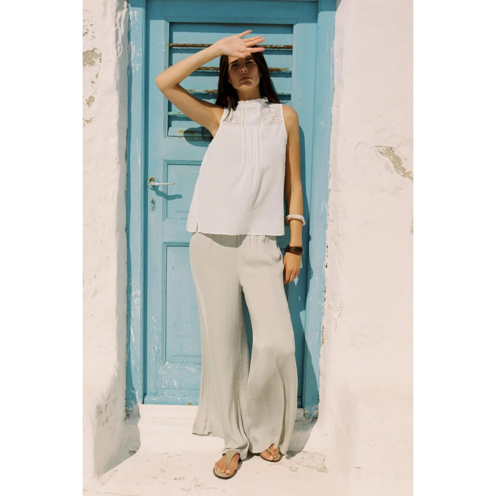 ШИРОКИЕ БРЮКИ ИЗ СТРУЯЩЕЙСЯ ТКАНИ