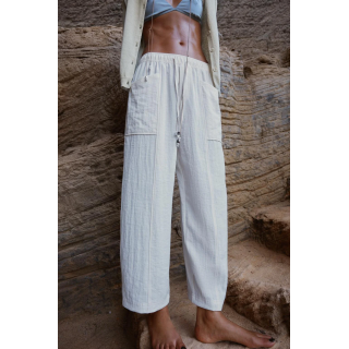 БРЮКИ В СТИЛЕ РУСТИК С ЭЛАСТИЧНЫМ ПОЯСОМ