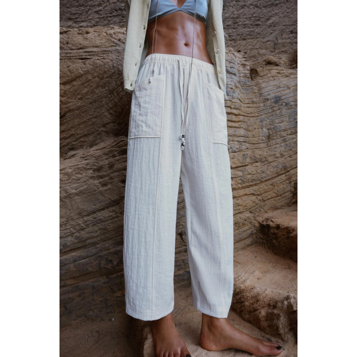 БРЮКИ В СТИЛЕ РУСТИК С ЭЛАСТИЧНЫМ ПОЯСОМ