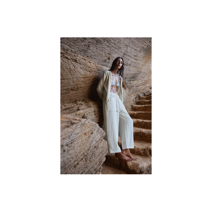 БРЮКИ В СТИЛЕ РУСТИК С ЭЛАСТИЧНЫМ ПОЯСОМ