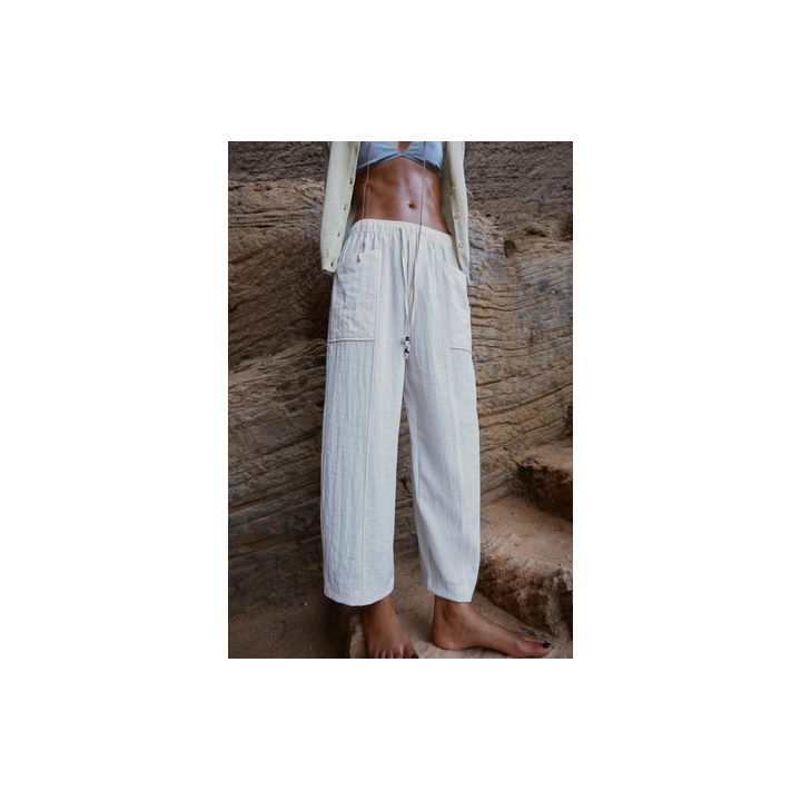 БРЮКИ В СТИЛЕ РУСТИК С ЭЛАСТИЧНЫМ ПОЯСОМ