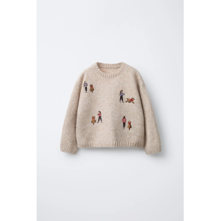 ТРИКОТАЖНЫЙ ДЖЕМПЕР С ВЫШИВКОЙ И ШЕРСТЬЮ