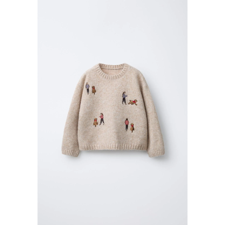 ТРИКОТАЖНЫЙ ДЖЕМПЕР С ВЫШИВКОЙ И ШЕРСТЬЮ