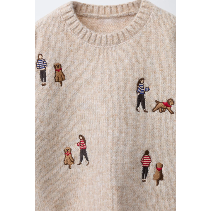 ТРИКОТАЖНЫЙ ДЖЕМПЕР С ВЫШИВКОЙ И ШЕРСТЬЮ