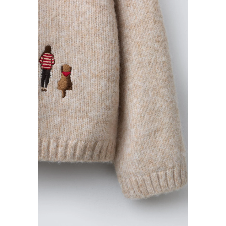 ТРИКОТАЖНЫЙ ДЖЕМПЕР С ВЫШИВКОЙ И ШЕРСТЬЮ