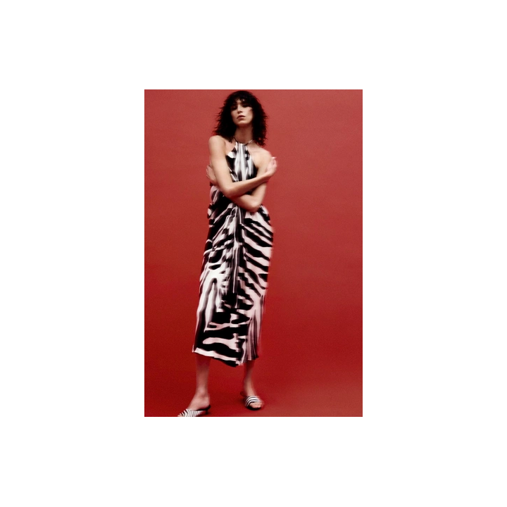 ПЛАТЬЕ С АНИМАЛИСТИЧЕСКИМ ПРИНТОМ И ГОРЛОВИНОЙ ХАЛТЕР — ZW COLLECTION