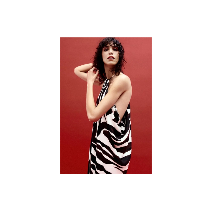 ПЛАТЬЕ С АНИМАЛИСТИЧЕСКИМ ПРИНТОМ И ГОРЛОВИНОЙ ХАЛТЕР — ZW COLLECTION