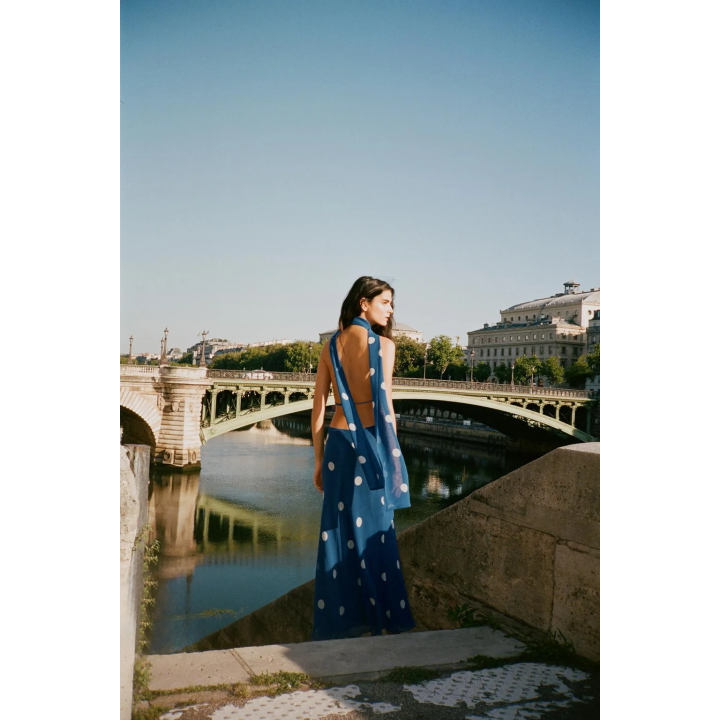 ПЛАТЬЕ МИДИ С ПРИНТОМ В ГОРОШЕК