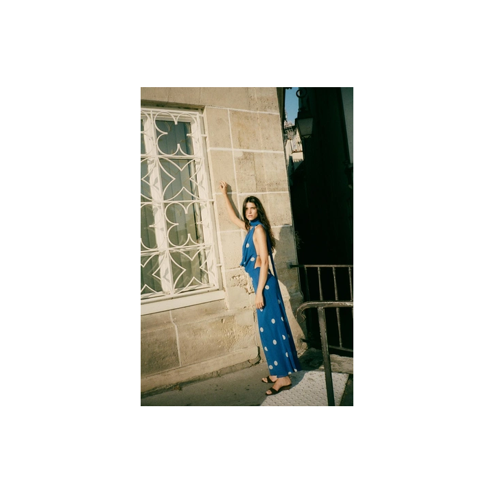 ПЛАТЬЕ МИДИ С ПРИНТОМ В ГОРОШЕК