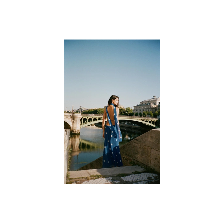 ПЛАТЬЕ МИДИ С ПРИНТОМ В ГОРОШЕК