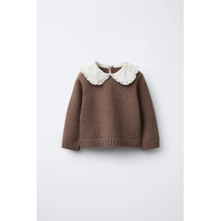 ТРИКОТАЖНЫЙ ДЖЕМПЕР С ВЫШИТЫМ ВОРОТНИКОМ