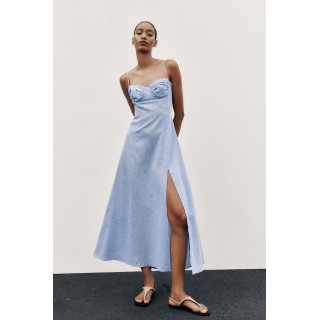 КОРСЕТНОЕ ПЛАТЬЕ МИДИ ИЗ ЛЬНА