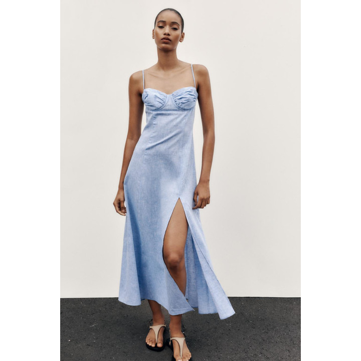 КОРСЕТНОЕ ПЛАТЬЕ МИДИ ИЗ ЛЬНА